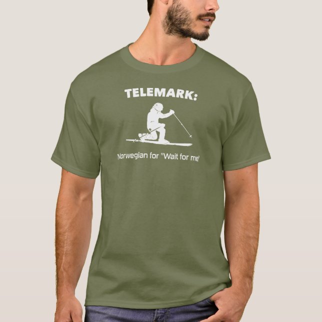 Camiseta Telemark: Norueguês Por "Me Esperar" (Frente)