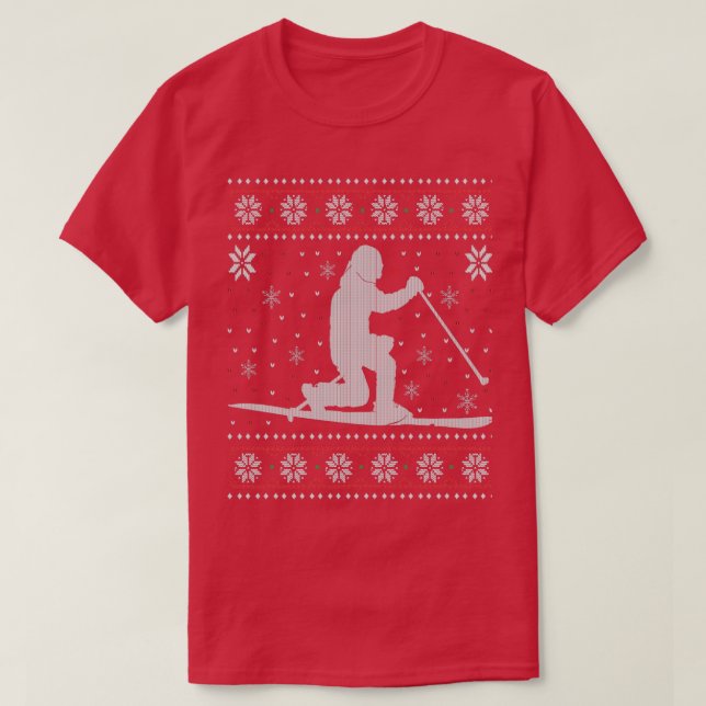 Camiseta Telemark Ski Skiing Ugly Christmas Sweater (Frente do Design)