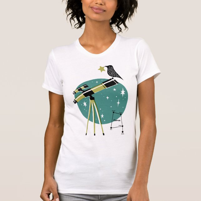 Camiseta Telescópio e pássaro (Frente)
