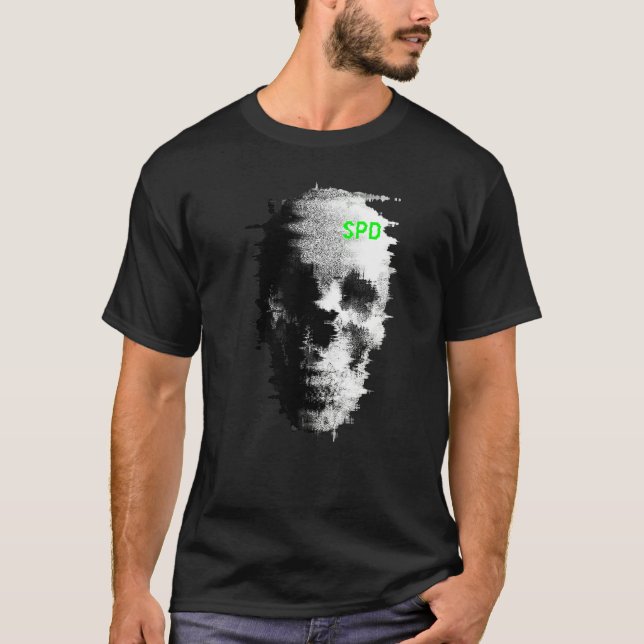 Camiseta Televisão de Crânio de Fantasma com Falha Estática (Frente)