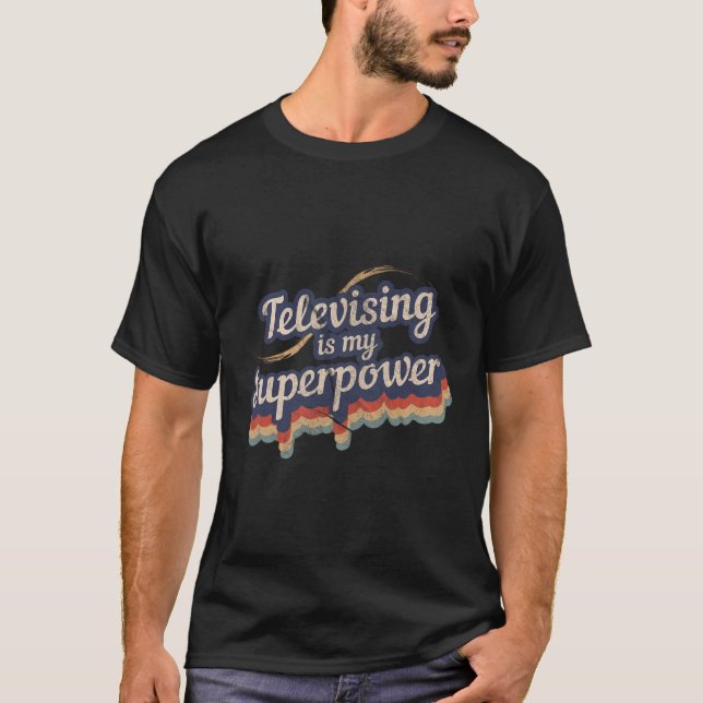 Camiseta Televisão é minha super potência Design Televisor (Frente)