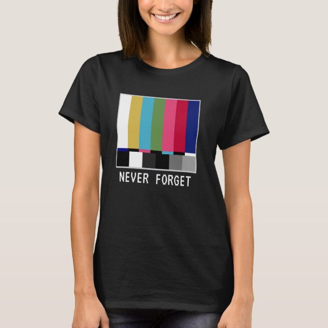 Camiseta Televisão retrorativa Sem cor de tela de programaç (Frente)