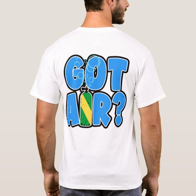 Camiseta Tem Ar? com bandeira de tanque Nitrox (Verso)