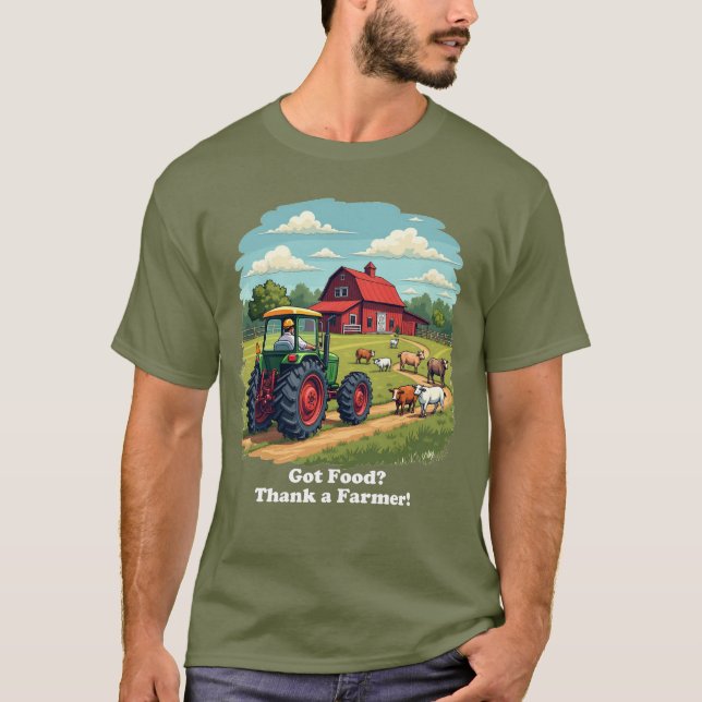 Camiseta Tem Comida? Obrigado de Camisa-T de Trator Farmer (Frente)