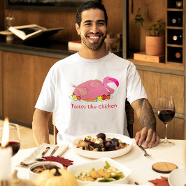 Camiseta Tem Gosto de Frango Funny Flamingo