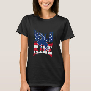 Camiseta Tema da Bandeira Americana do Rodeio Vintage Cowbo