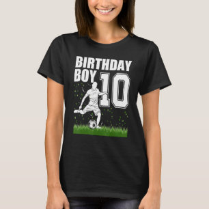 Camiseta Tema Da Festa de aniversário De Futebol De 10 Anos
