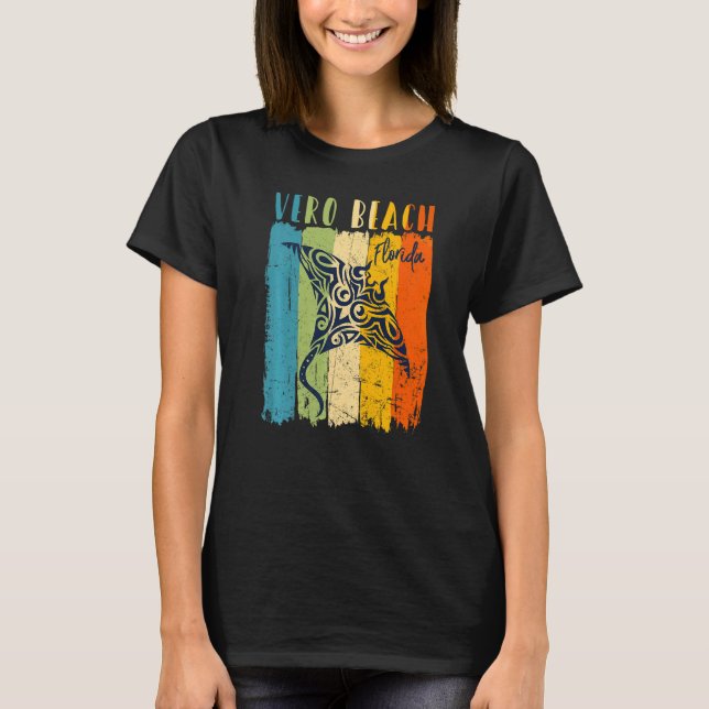 Camiseta Tema da Flórida Vero Beach da Retro Amigos Fa (Frente)