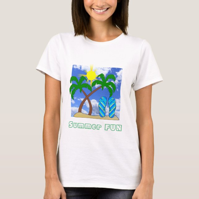 Camiseta Tema da praia do verão, T-Shirt (Frente)