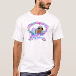 Camiseta Tema da Sereia Adormecida Rosa Roxo Turquesa