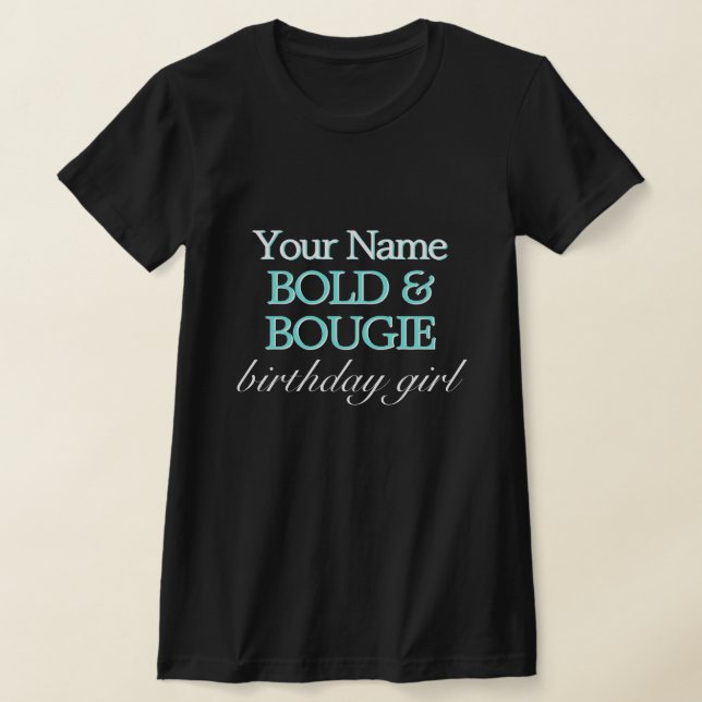 Camiseta Tema da Tiffany Negra Bold Bougie Birthday (Postura )