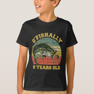 Camiseta Tema de Aniversário de 8 Anos de Idade Pescaria O'