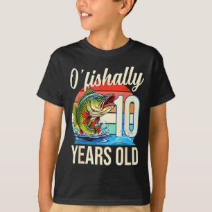 Camiseta Tema de aniversário de pesca de 10 anos 'O'fishall