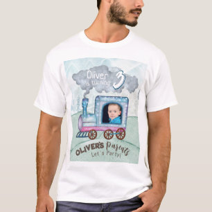 Camiseta Tema de aniversário do comboio editável
