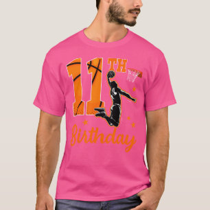 Camiseta Tema de Basquete de Aniversário de 11 11 Anos