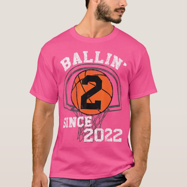 Camiseta Tema de Basquete de segundo aniversário Decorra Ra (Frente)
