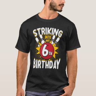 Camiseta Tema de Boliche de Aniversário 6 tocando no Aniver