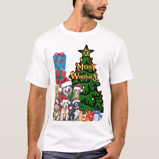 Camiseta Tema de cão de Natal bonito (Frente)