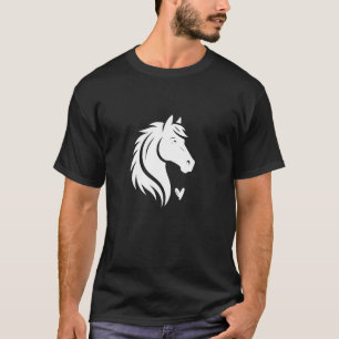 Camiseta Tema de Cavalo Menina Coração Doodle Fofo Amor Cav