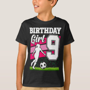 Camiseta Tema de festa de aniversário de futebol de 9 anos