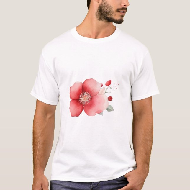 Camiseta Tema de Flor Rosa Presente Criativo (Frente)