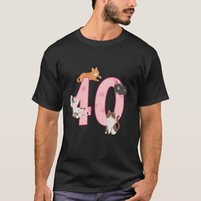 Camiseta Tema De Gato Da aniversário de 40 anos Com 40 Anos (Frente)