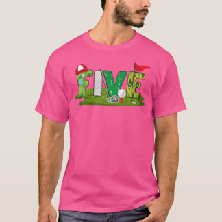 Camiseta Tema de Golfe para Aniversário de 5 Anos para Cria