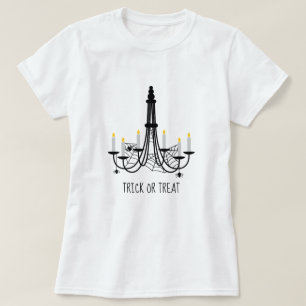 Camiseta Tema de Halloween do candelabro da teia aranha