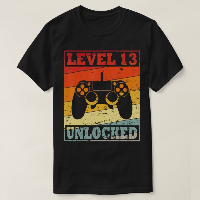Camiseta Tema De Jogos De Aniversário De 13 Nível 13 Desblo (Frente do Design)