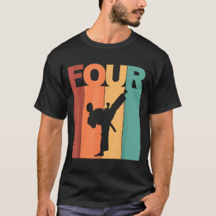 Camiseta Tema de Karatê Taekwondo de 4º Aniversário 4 Anos