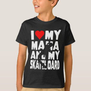 Camiseta Tema de Menina de Skate Eu Amo Mamãe e Meu Skate
