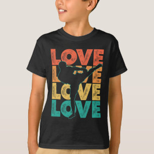 Camiseta Tema de palavra de amor retro Muay Thai Design Grá