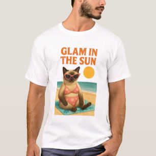 Camiseta Tema de praia para amantes de gatos siameses