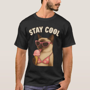 Camiseta Tema de praia para amantes de gatos siameses