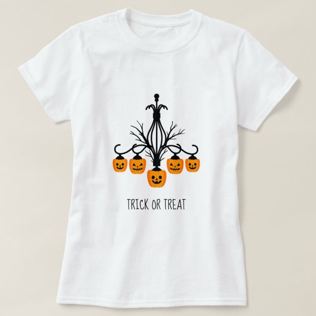 Camiseta Tema de Pumpkin Chandelier Halloween (Frente do Design)
