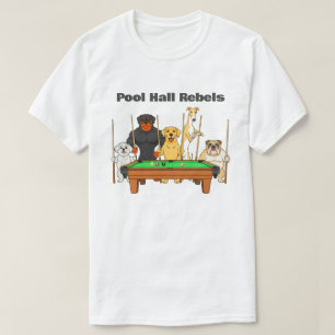 Camiseta Tema Divertido de Cães de Bilhar Salão de Bilhar R