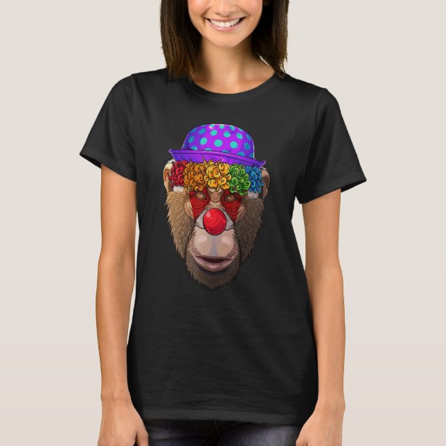 Camiseta Tema do Carnaval de Chimpanzé de Circo de Palhaço (Frente)