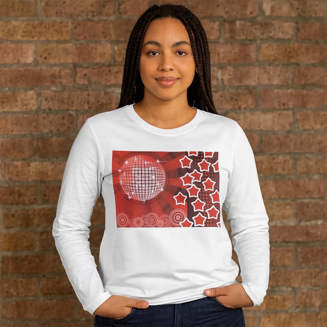 Camiseta Tema do Partido do Disco Vermelho com Estrelas e B (Criador carregado)