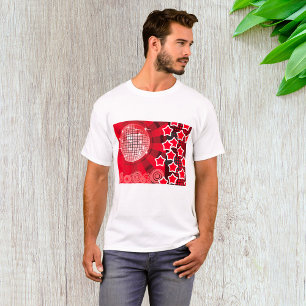Camiseta Tema do Partido do Disco Vermelho com Estrelas e B