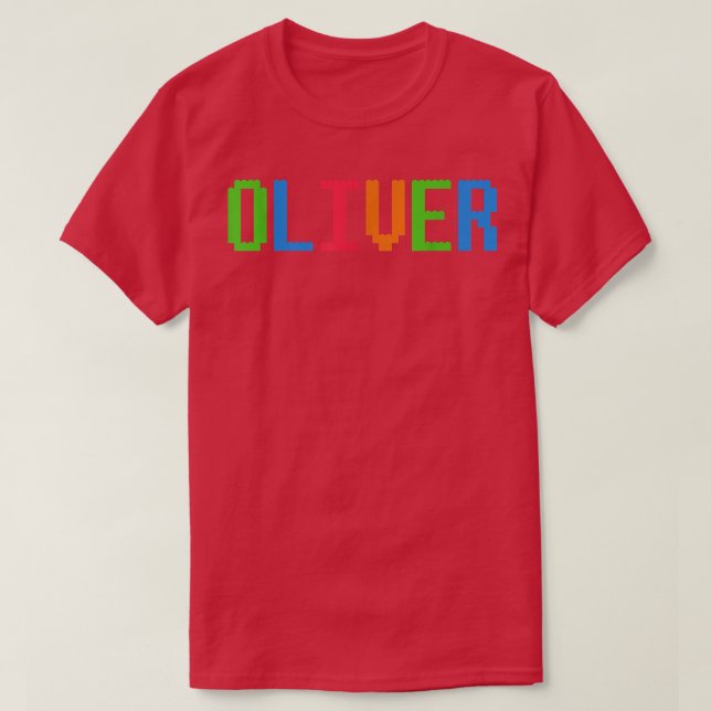 Camiseta Tema do Tiema do Bricks Nome dos Rapazes do OLIVER (Frente do Design)