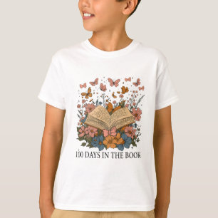 Camiseta Tema Flor Borboleta Retro 100 Dias de Escola