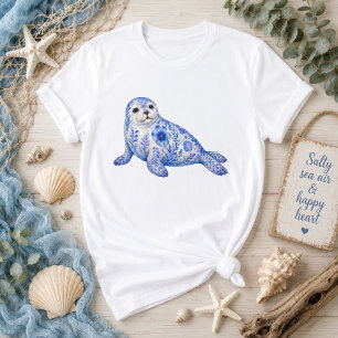 Camiseta Tema Floral Foca-do-mar