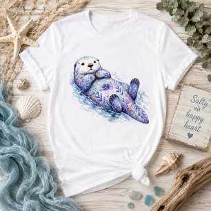Camiseta Tema Floral Lontra Marinha