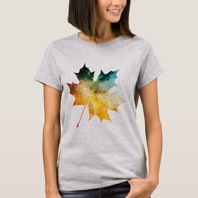 Camiseta Tema Folha de Leaf do Mapeamento de Leaf do Autumn (Frente)