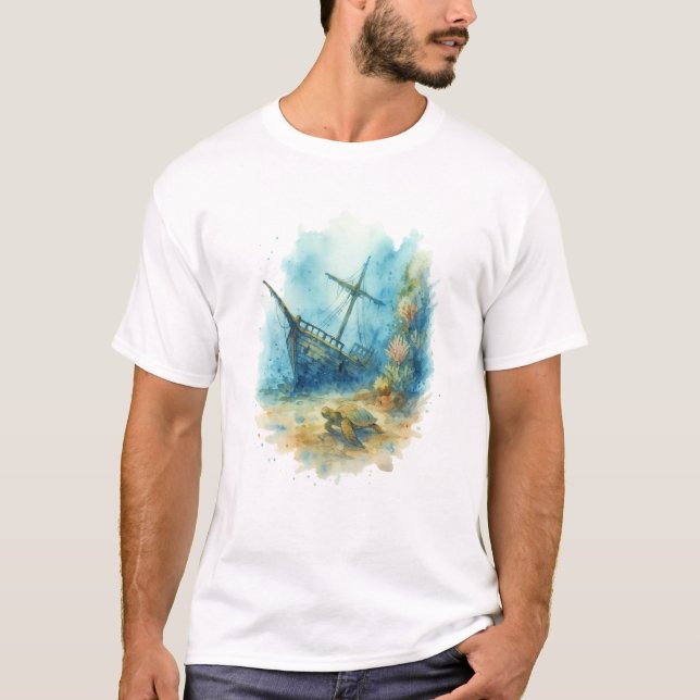 Camiseta tema marinho - Naufrágio (Frente)