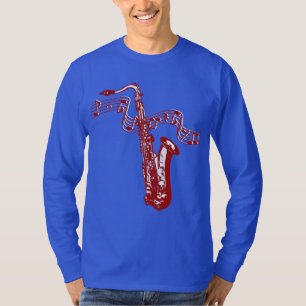 Camiseta Tema musical Red Saxofone e notas