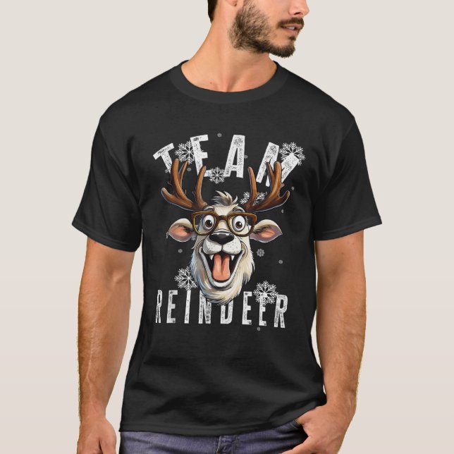Camiseta Tema Natalino de Renas Engraçadas da Equipe de Ren (Frente)