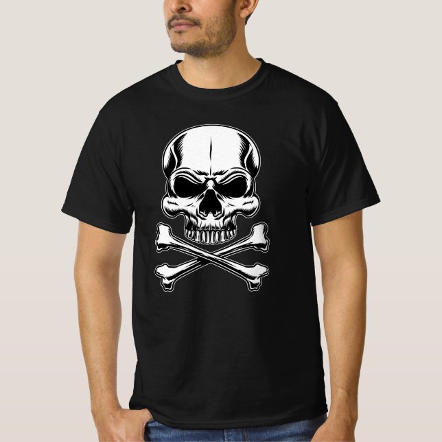 Camiseta Tema Pirata - Crânio Adulto de Navio (Frente)