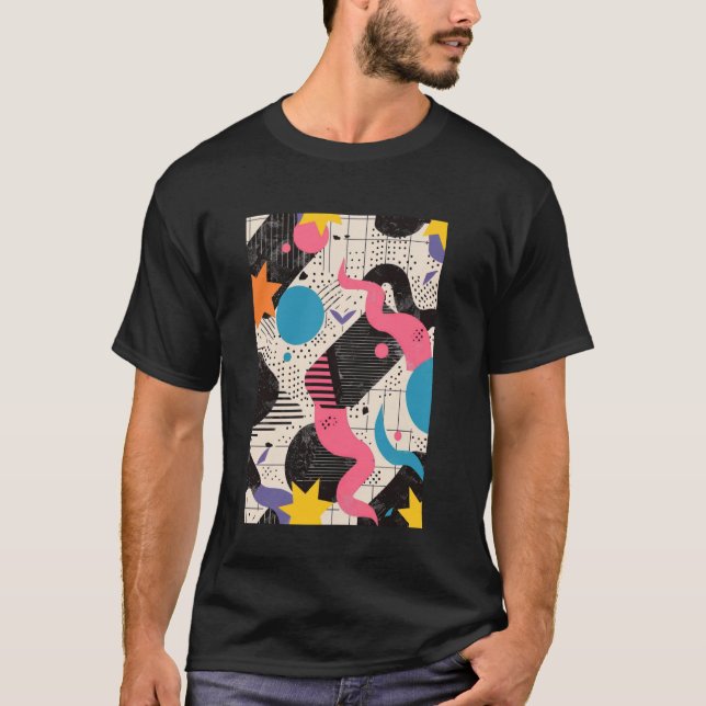 Camiseta Tema Retrowave do Padrão Art 80s (Frente)