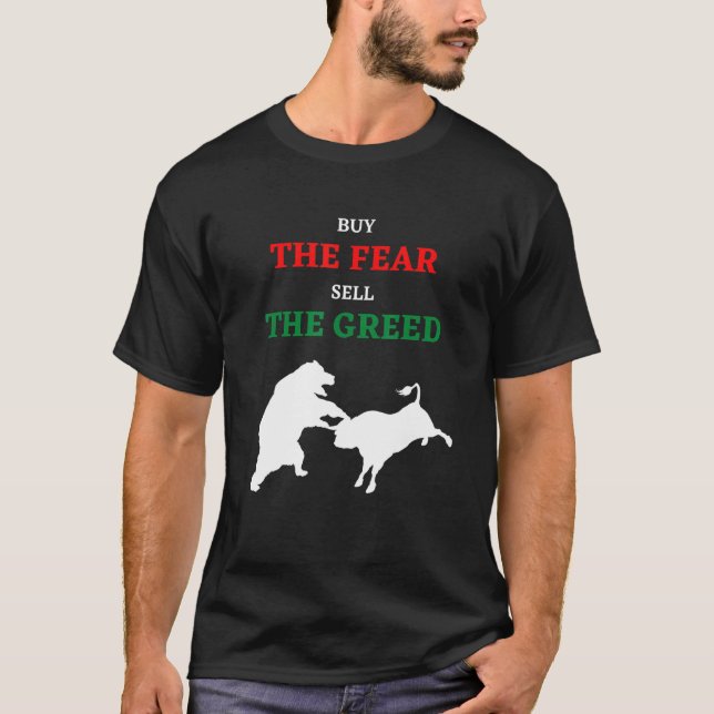 Camiseta temor ganância Bull vs Bear I Stock Exchange Mar (Frente)